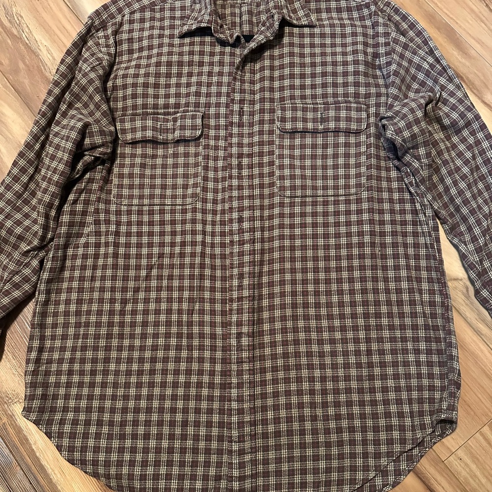 Ralph Lauren Men’s Checkered Flannel Shirt Size M Brown Beige Plaid